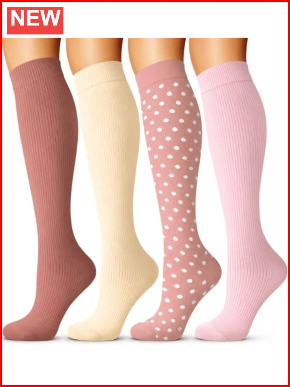 4 Pairs Compression Socks Men Women 15-20 mmHg Graduated Support Knee High